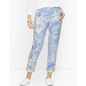 Talbots Relaxed Chinos 12 Blue Paisley Cropped Pants